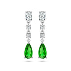 oorhangers wit en groen zirkonia zilver gerhodineerd