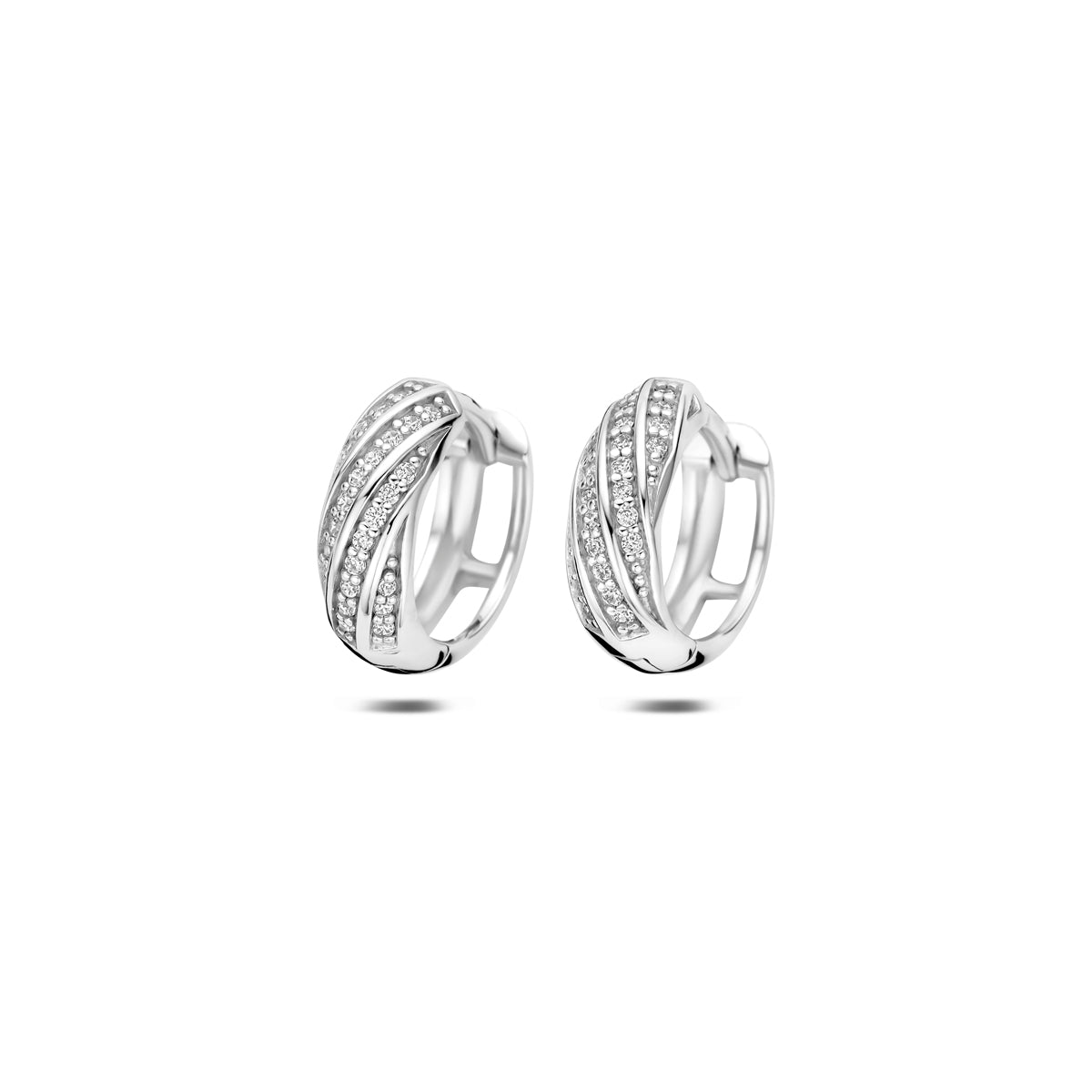 klapoorringen zirkonia 12 mm zilver gerhodineerd