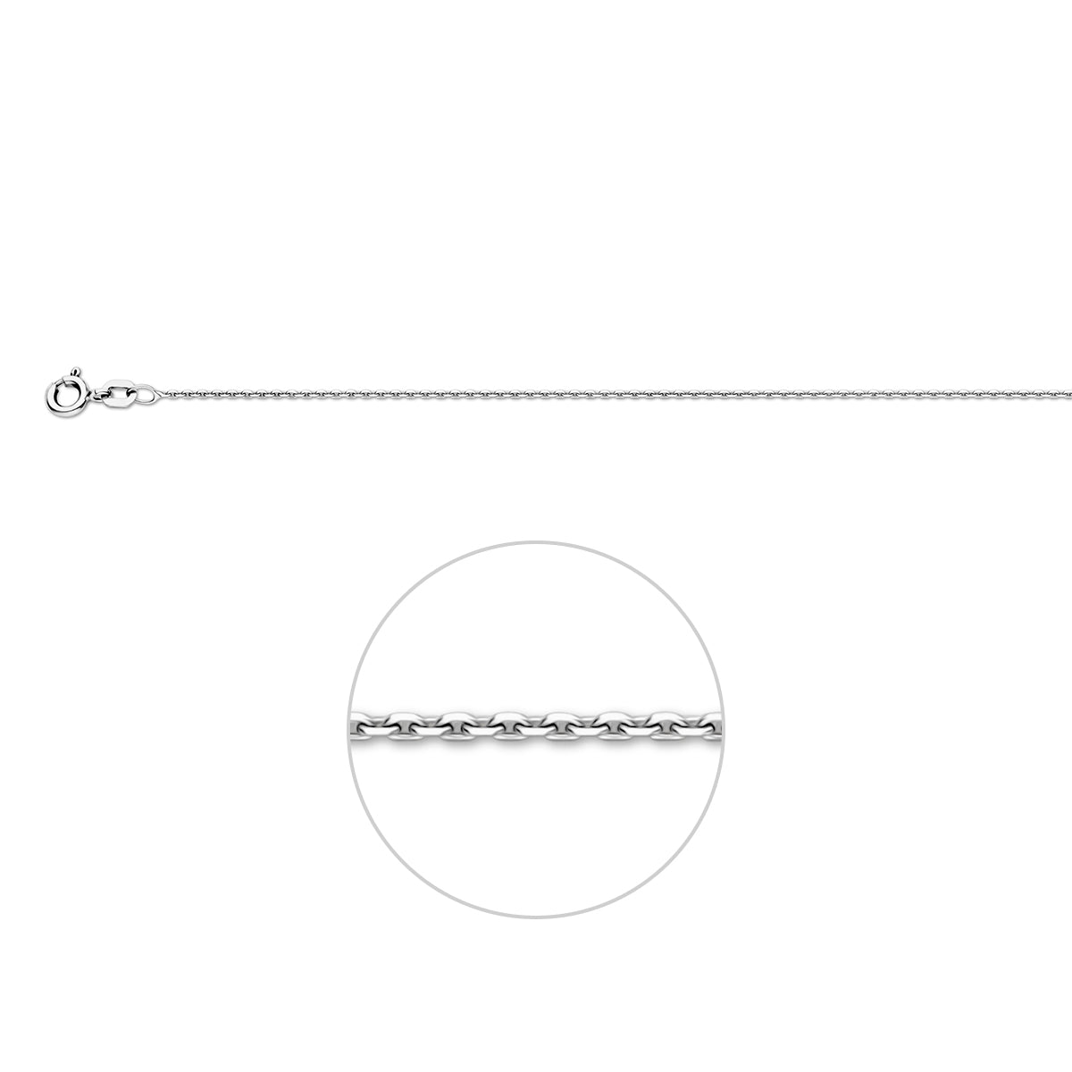 Ankerkette diamantgeschliffen 1,1 mm Silber rhodiniert