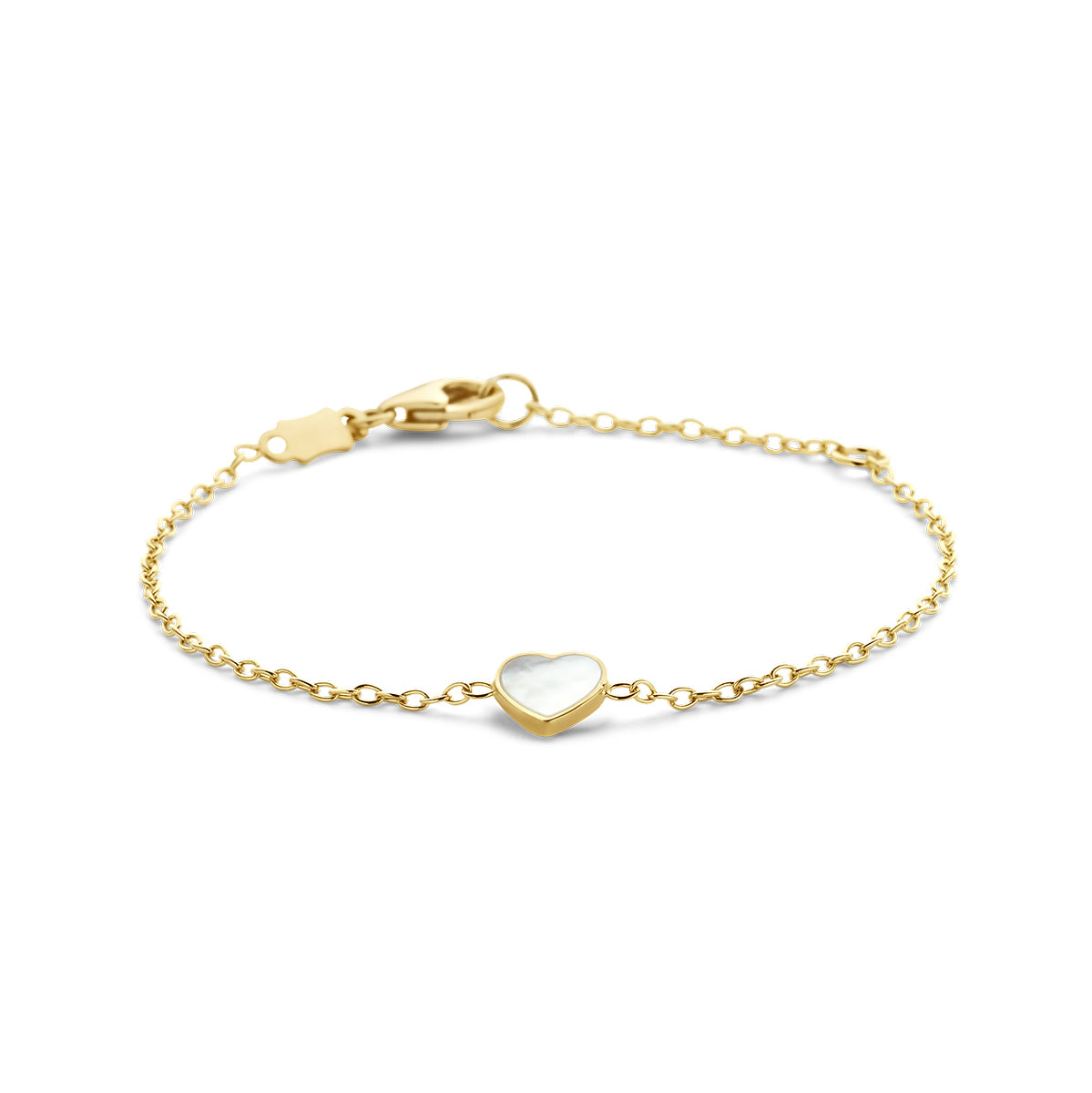 Armband Herz Perlmutt 14K Gelbgold
