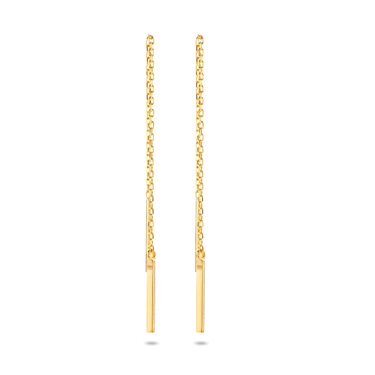 Durchzugohrringe Balken 70 mm 14K Gelbgold