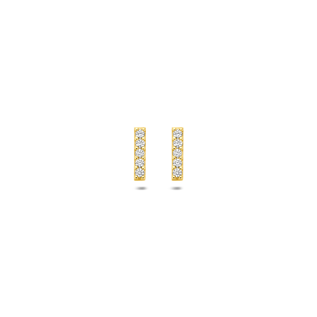Ohrstecker Balken Zirkonia 8 mm 14K Gelbgold