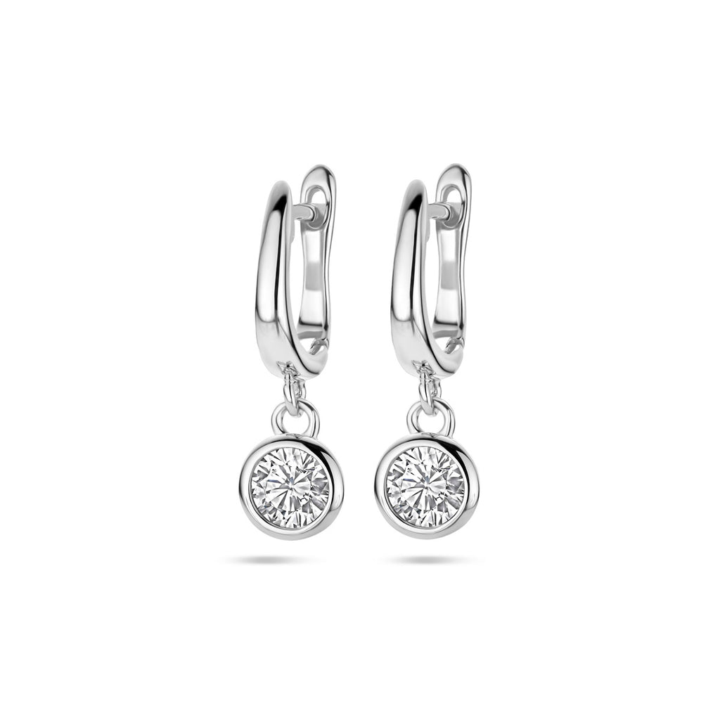 klapoorringen zirkonia 23 mm zilver gerhodineerd