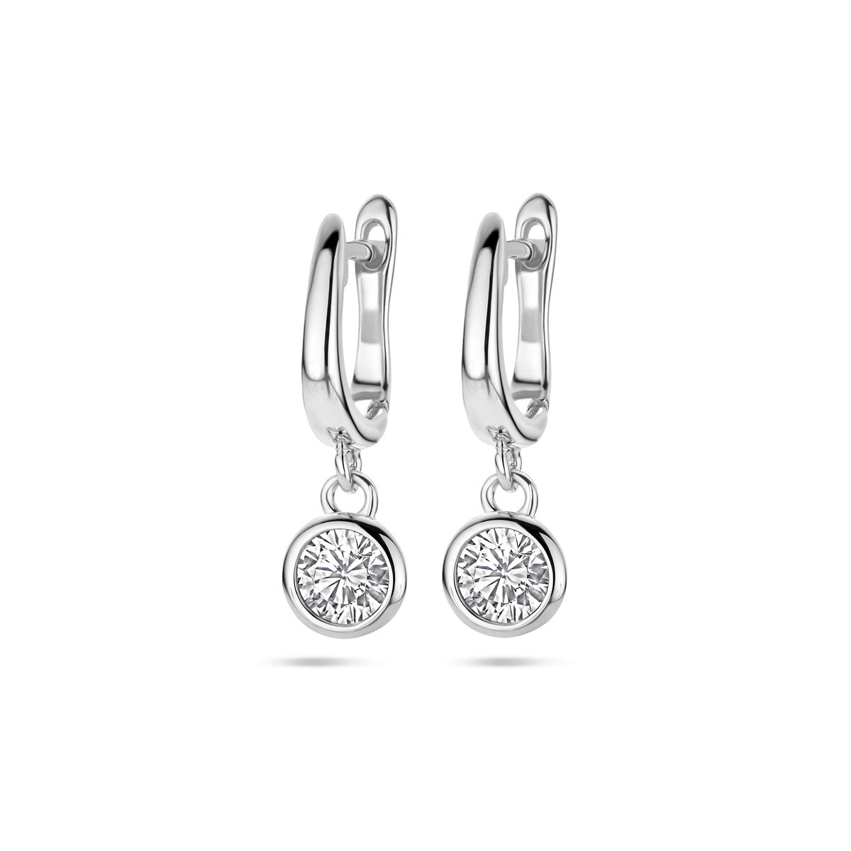 klapoorringen zirkonia 23 mm zilver gerhodineerd