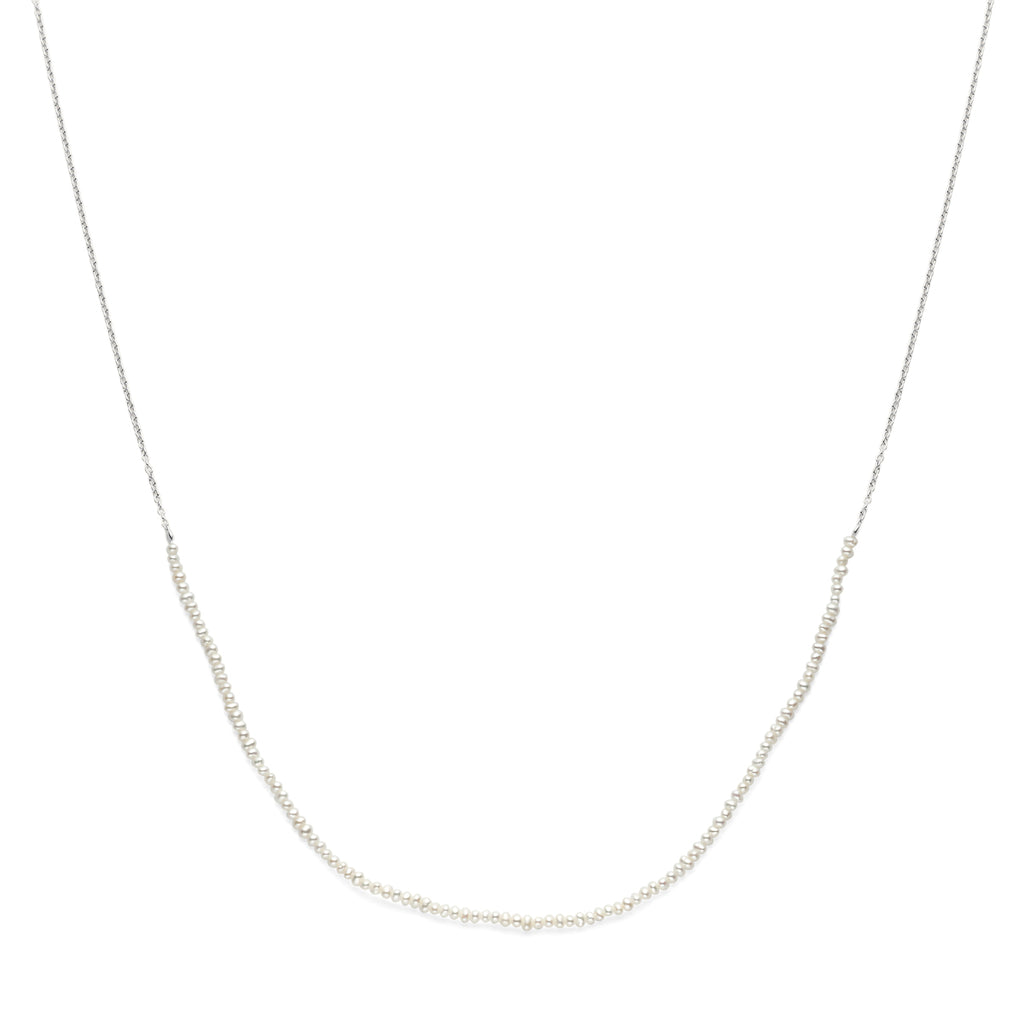 Halskette Perlen 41 - 43 - 45 cm rhodiniertes Silber