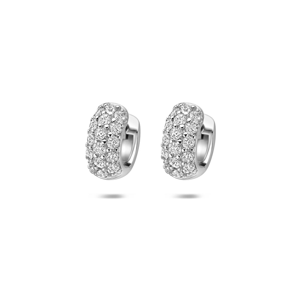 klapoorringen zirkonia 12 mm zilver gerhodineerd