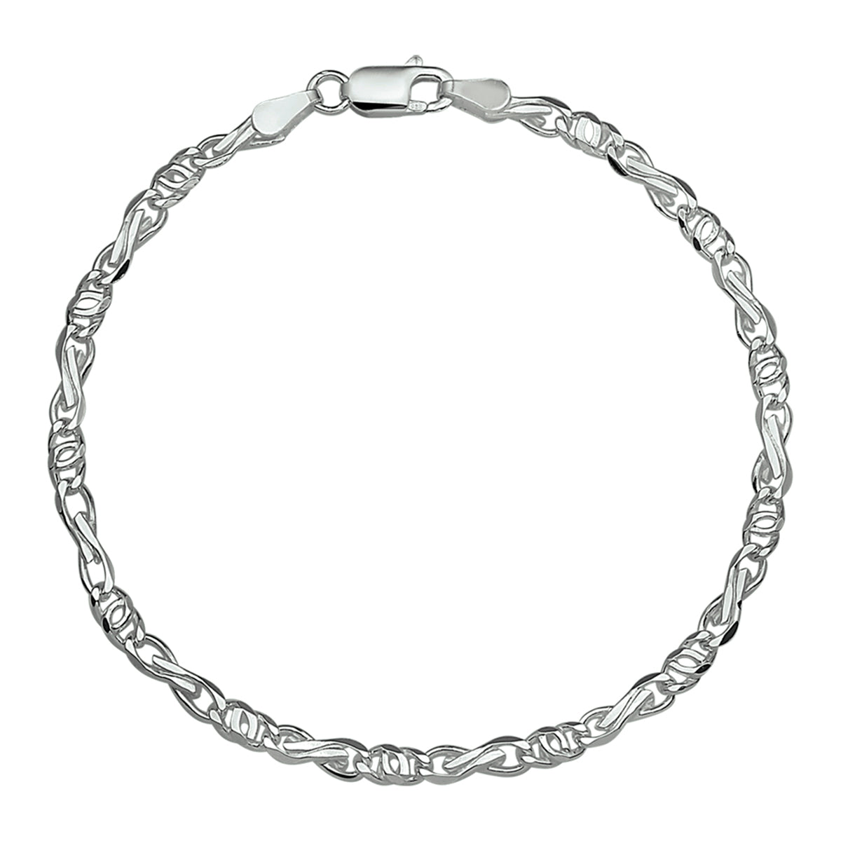Armband Falkenauge 3,5 mm 18 cm Silber rhodiniert