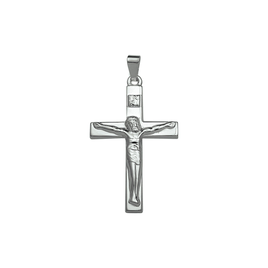 hanger kruis en corpus 28,5 mm zilver wit