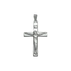 hanger kruis en corpus 28,5 mm zilver wit