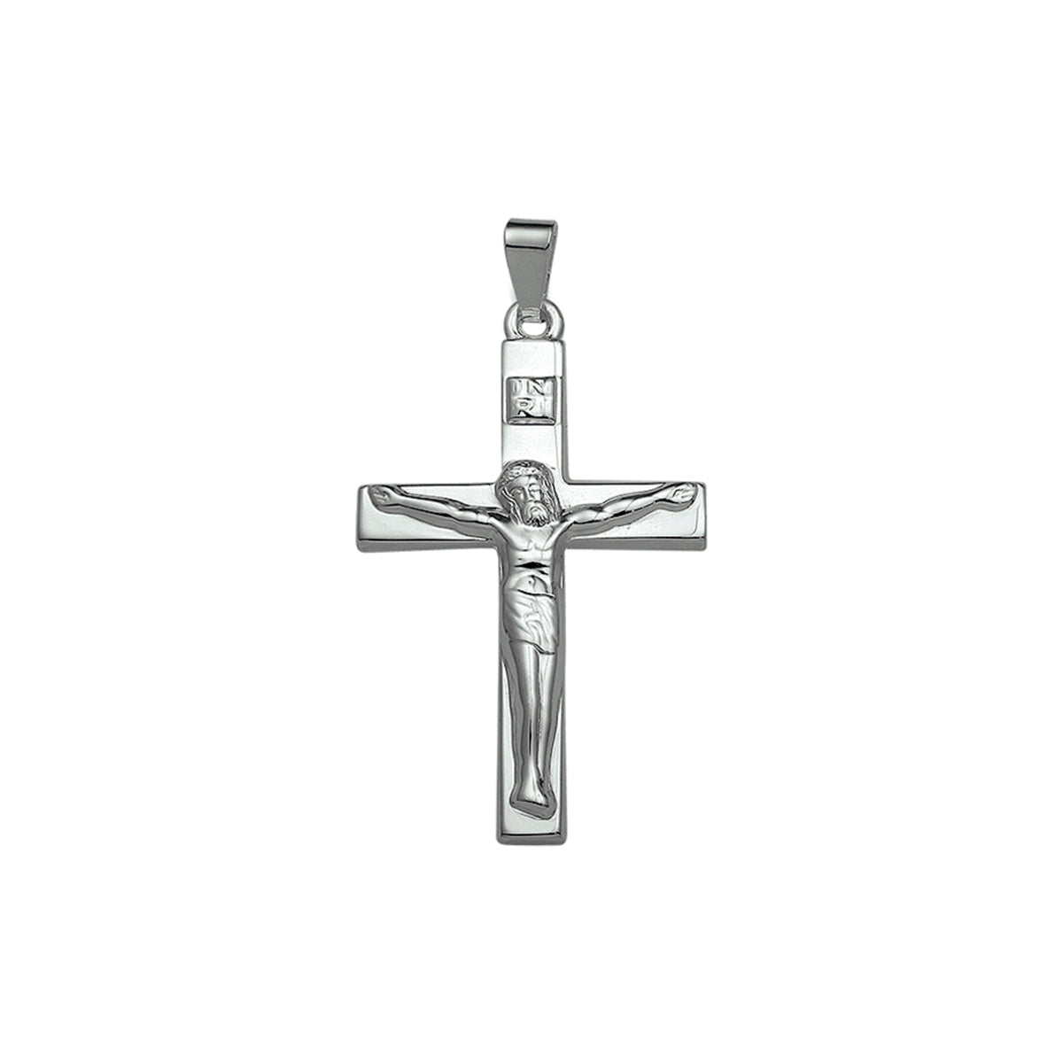 hanger kruis en corpus 28,5 mm zilver wit