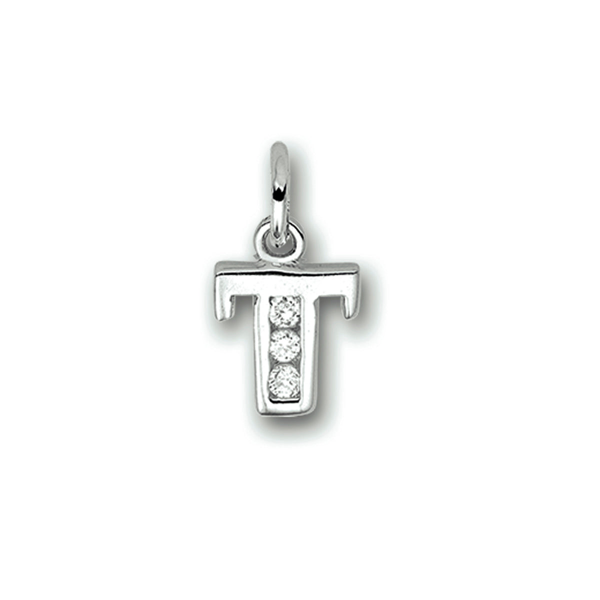 hanger letter zirkonia zilver gerhodineerd