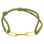 Armband Satin moosgrün 13 - 26 cm vergoldet (mit Gummi/Nylon/Leder)