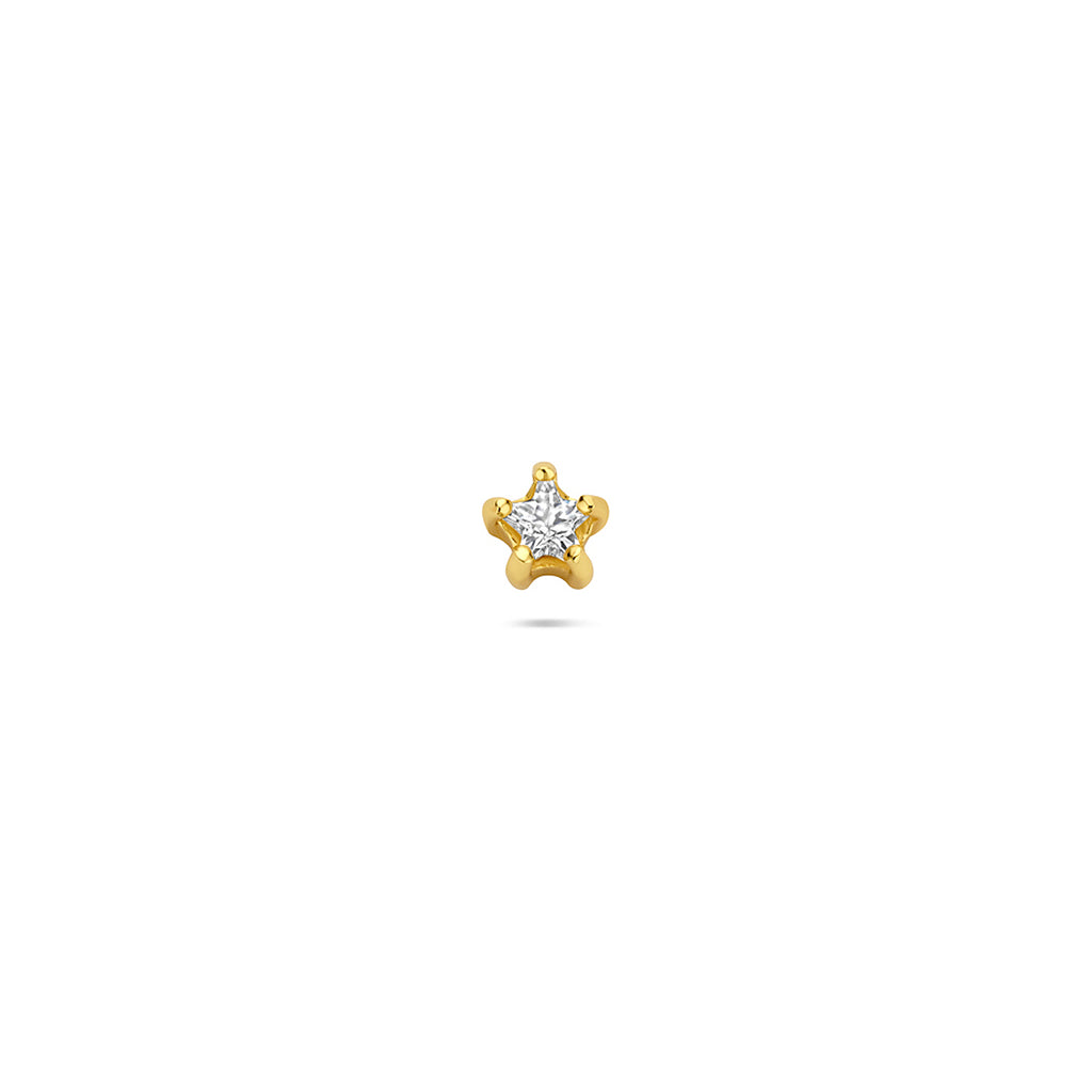flat back piercing ster zirkonia 1 micron zilver verguld (geel)