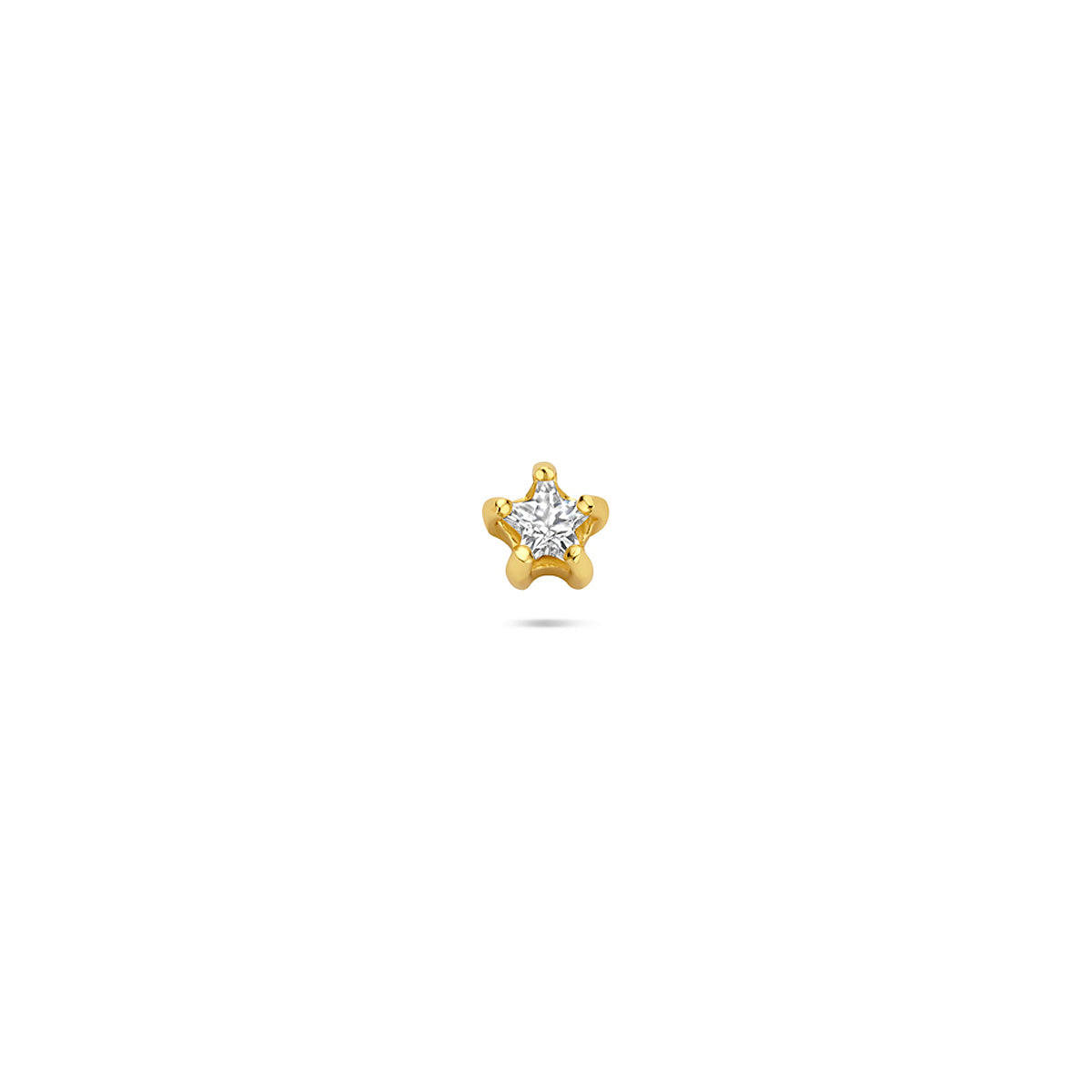 flat back piercing ster zirkonia 1 micron zilver verguld (geel)