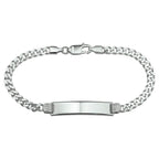 Gravurarmband Gourmette 4-seitig geschliffene Platte 8 mm 20 cm Silber Weiß