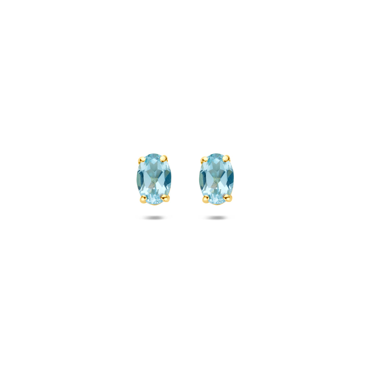 9k oorknoppen blauw topaas 6 mm 9K geel