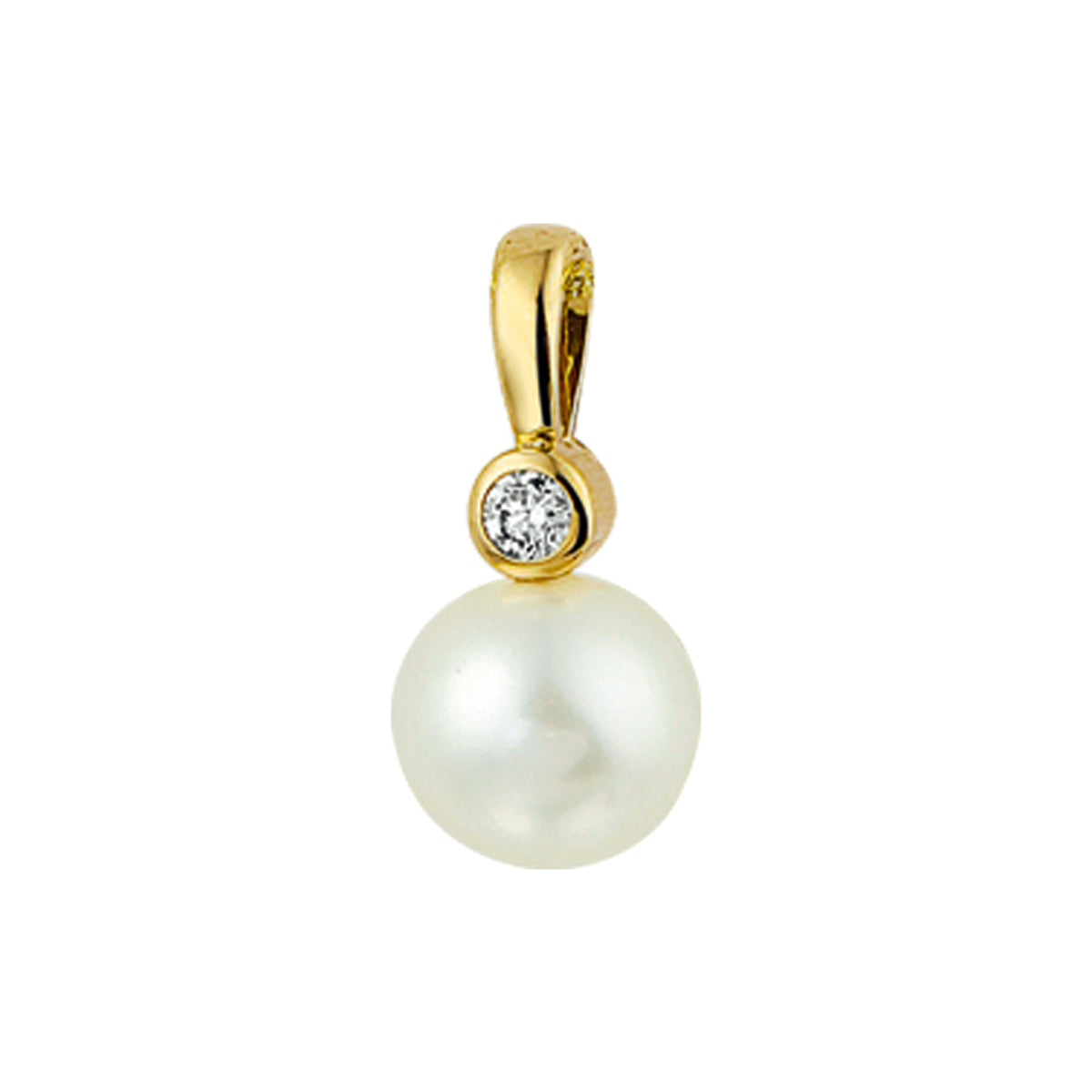 Anhänger Perle und Diamant 0,04 ct H SI 14 K Gelbgold