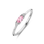 ring wit en roze zirkonia zilver gerhodineerd