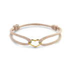 armband satijn beige hart 13 - 26 cm 14K goud met rubber/nylon/leer