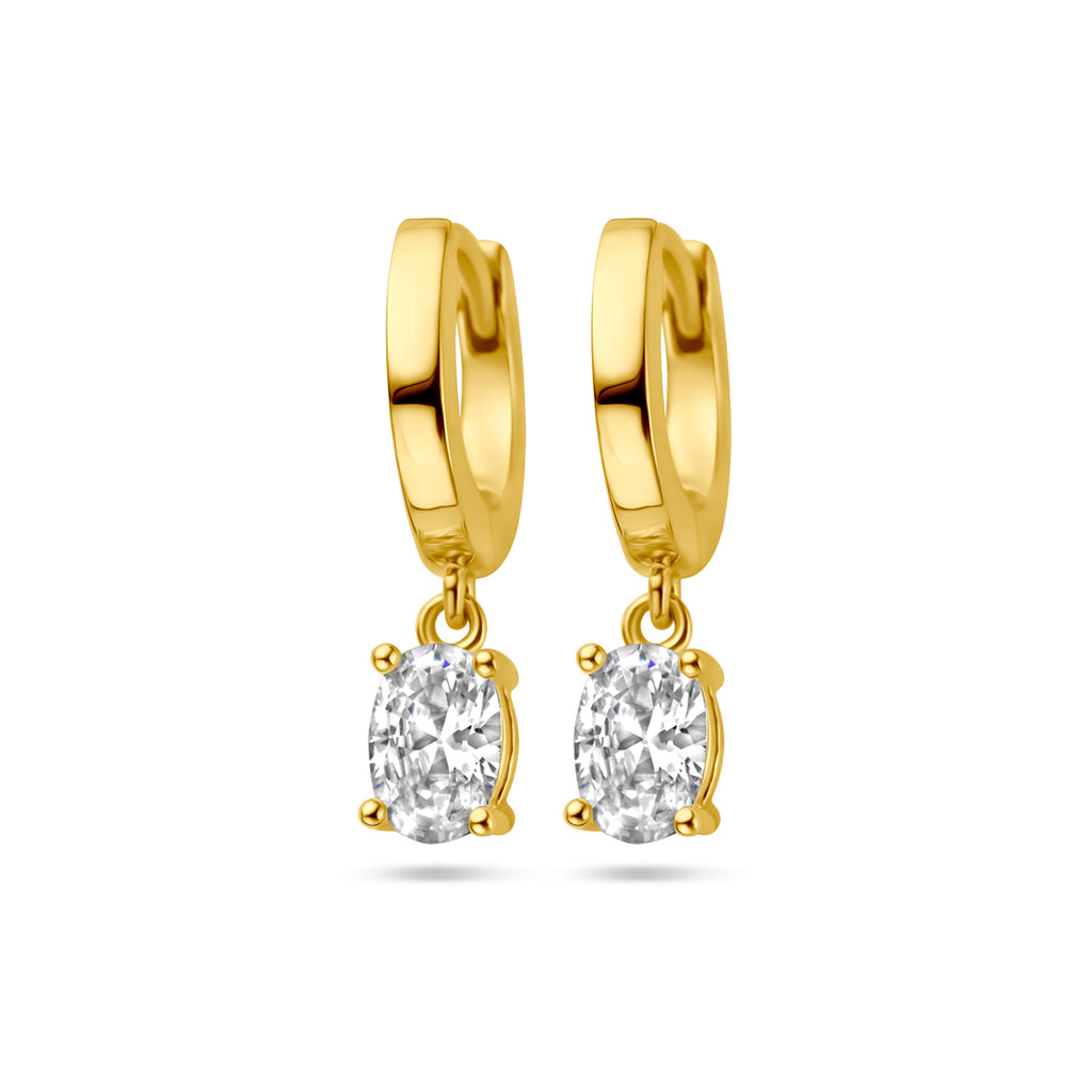 klapoorringen zirkonia 1 micron zilver verguld (geel)