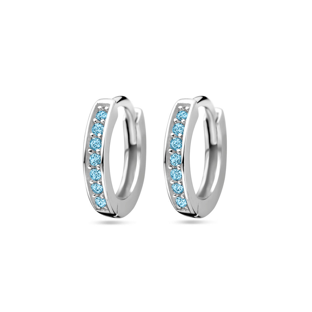 Klappcreolen blau Zirkonia 9 mm rhodiniertes Silber