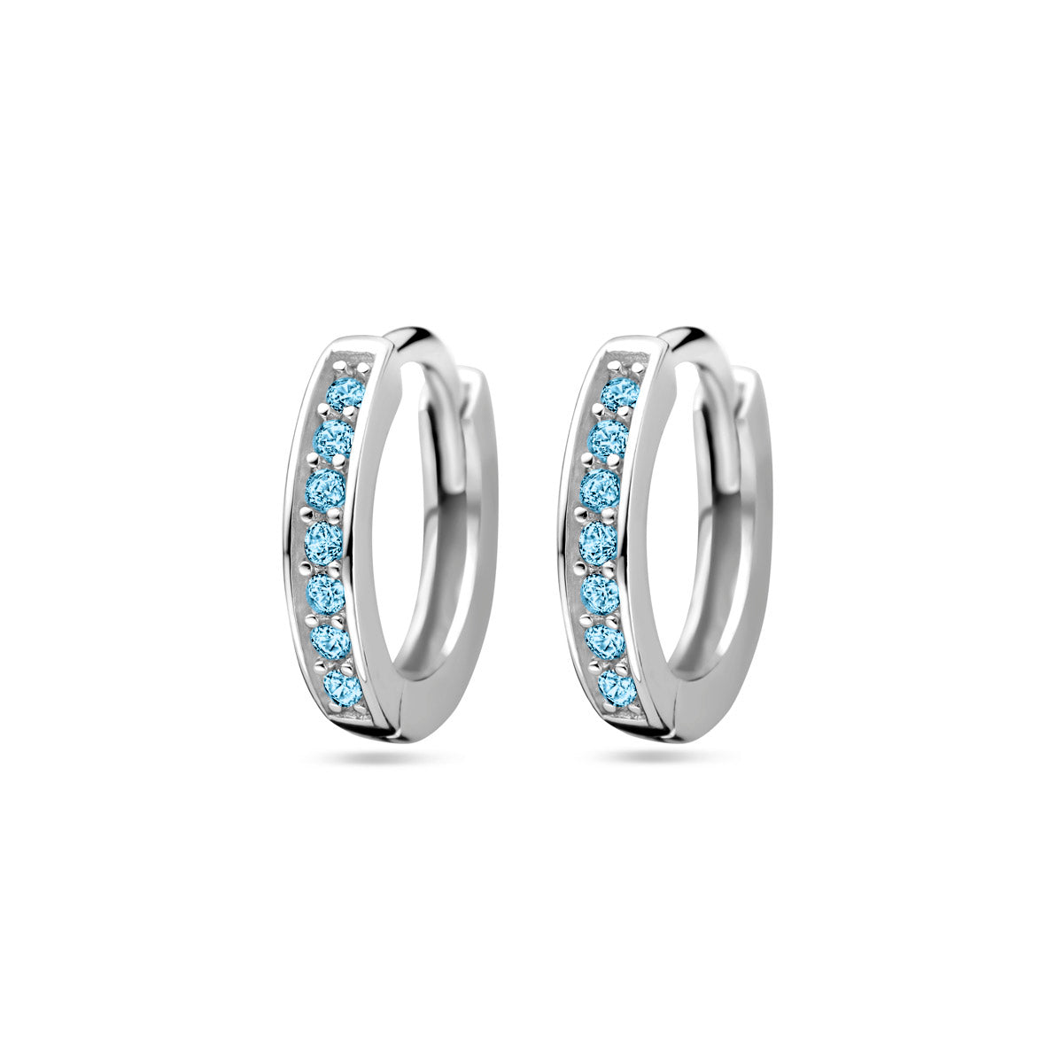 Klappcreolen blau Zirkonia 9 mm rhodiniertes Silber