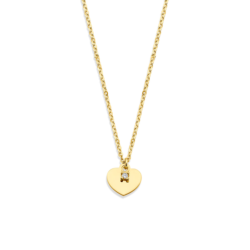 Halskette Herz Zirkonia 40 - 42 - 44 cm 14K Gelbgold