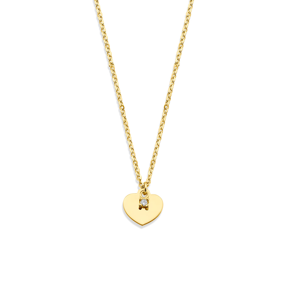 Halskette Herz Zirkonia 40 - 42 - 44 cm 14K Gelbgold