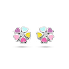 Ohrstecker Blume Zirkonia Emaille Silber rhodiniert