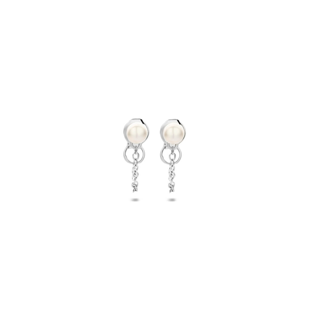 oorbellen parel 26 mm zilver gerhodineerd