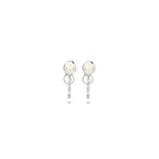 oorbellen parel 26 mm zilver gerhodineerd
