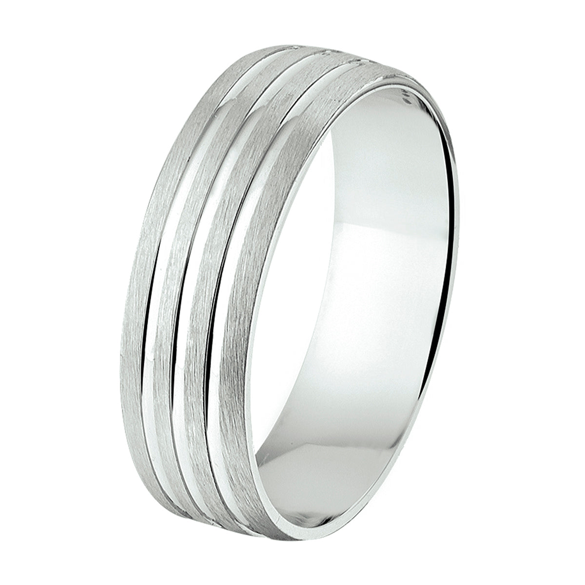 Ring A107 – 6 mm – ohne CZ, Silber rhodiniert