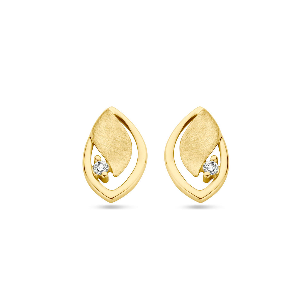 Ohrstecker Poly/matt Diamant 0,03 ct (2x 0,015 ct) h si 14K Gelbgold