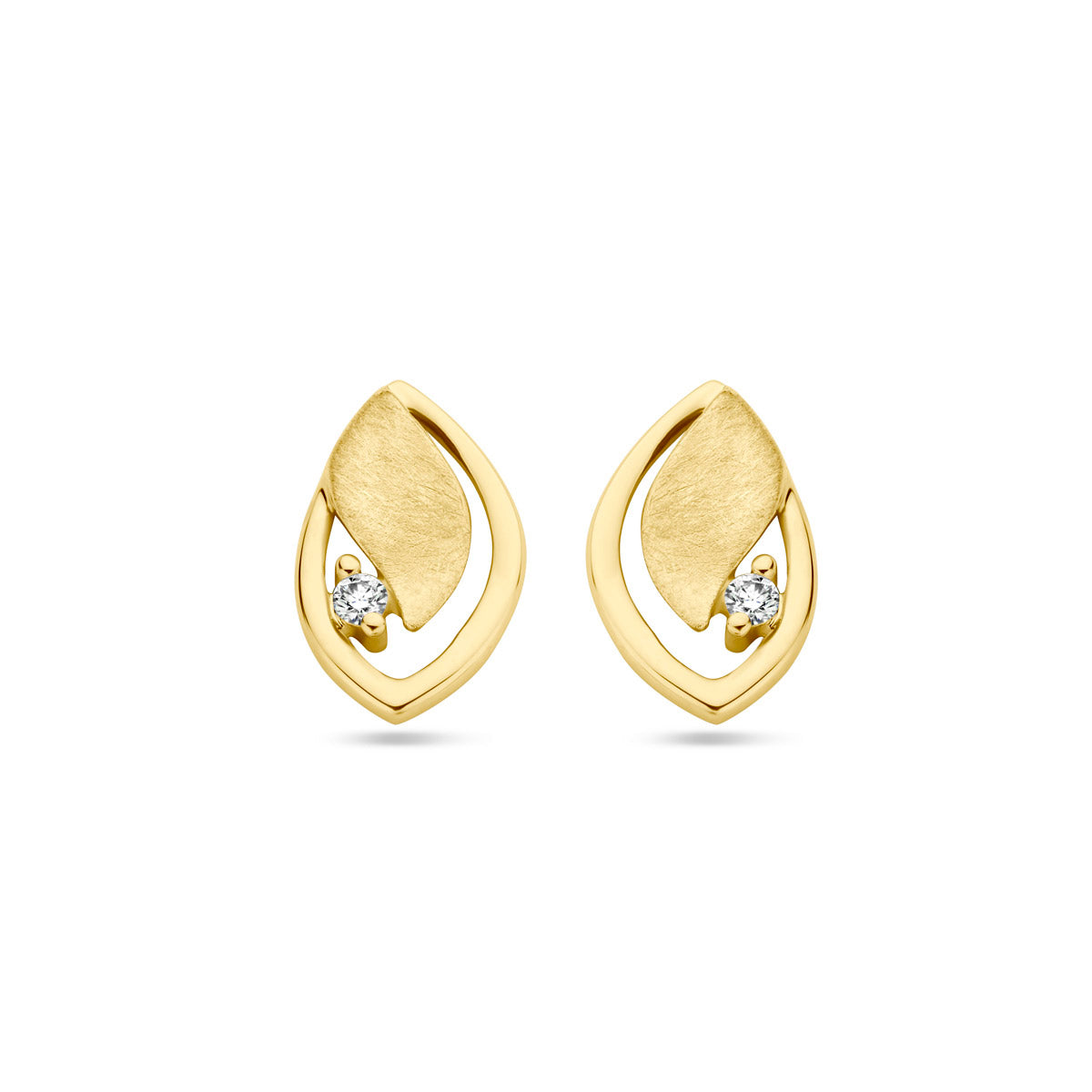 Ohrstecker Poly/matt Diamant 0,03 ct (2x 0,015 ct) h si 14K Gelbgold
