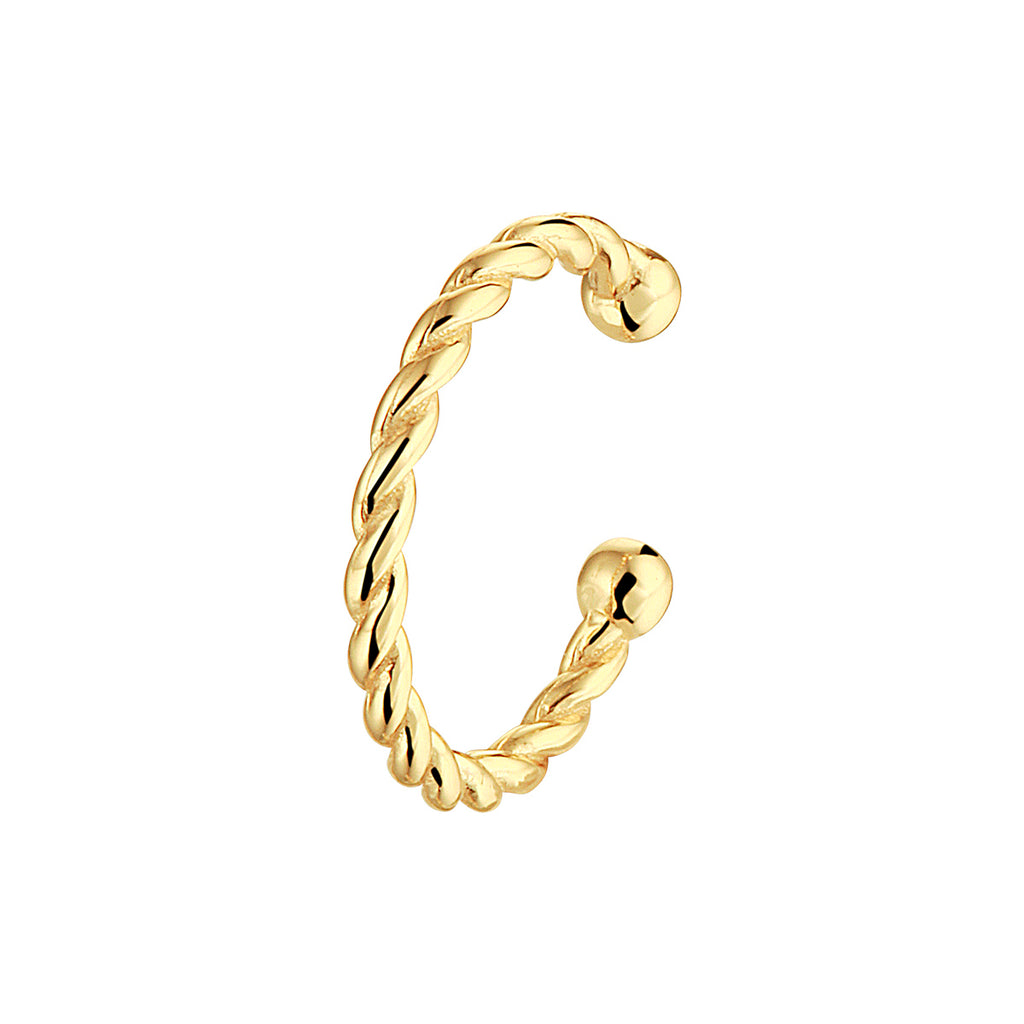 earcuff gedraaid 13 mm 1 micron zilver verguld (geel)