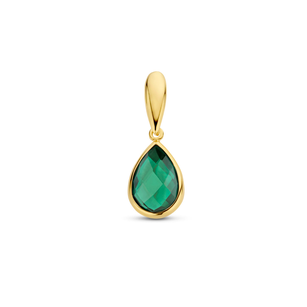 hanger groen agaat 12,5 mm 14K geelgoud