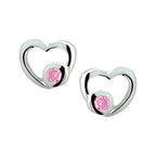 Ohrstecker Herz rosa Zirkonia silber weiß