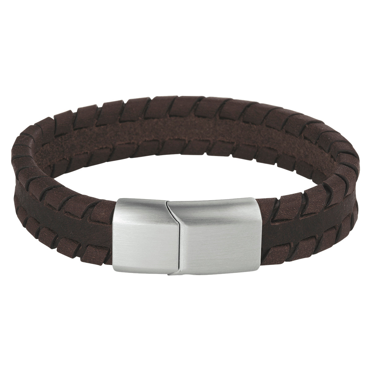Armband Leder dunkelbraun 12 mm Edelstahl