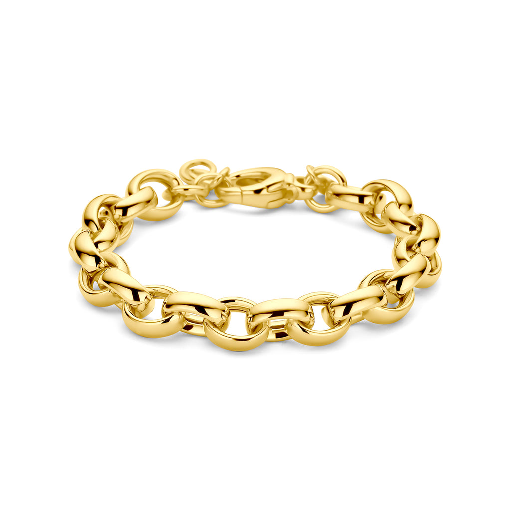 Armband, oval, Jasseron, 9,5 mm, 18 + 1 cm, 3 Mikron versilbert (gelb)