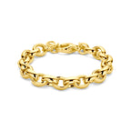 Armband, oval, Jasseron, 9,5 mm, 18 + 1 cm, 3 Mikron versilbert (gelb)
