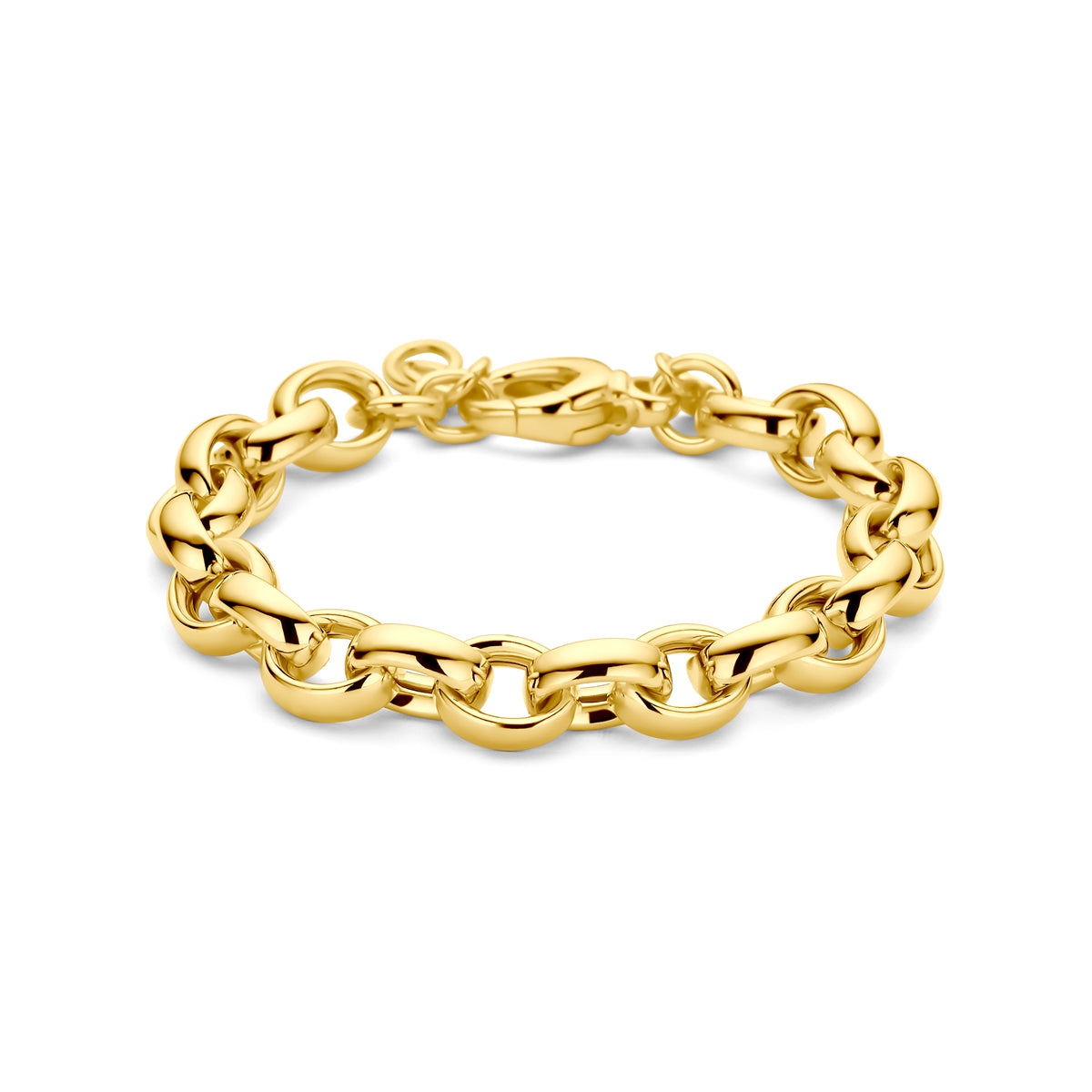 Armband, oval, Jasseron, 9,5 mm, 18 + 1 cm, 3 Mikron versilbert (gelb)