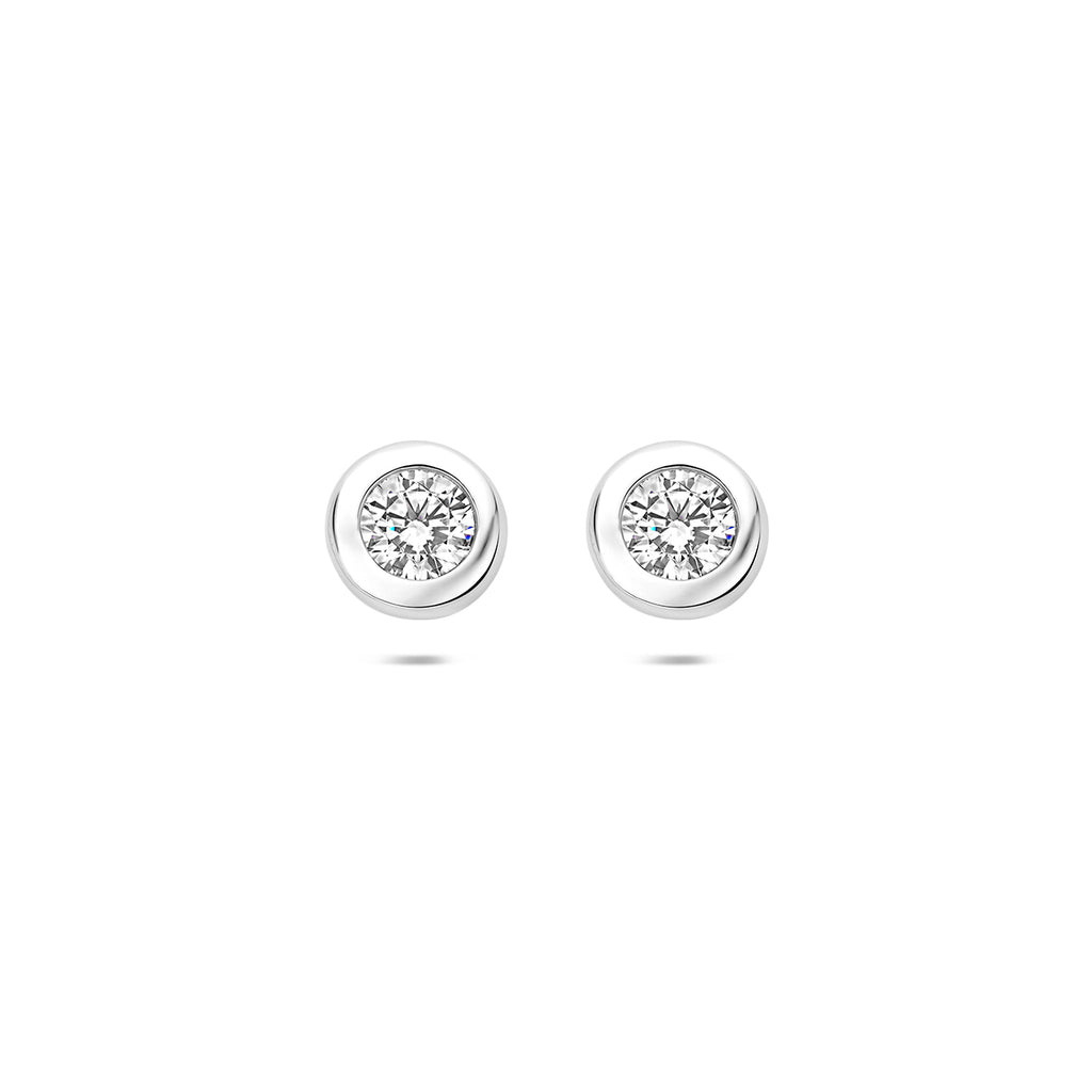 Ohrstecker Zirkonia 4 mm Silber rhodiniert