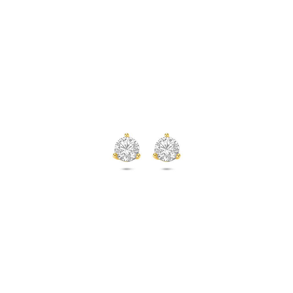 oorknoppen zirkonia 14K geelgoud