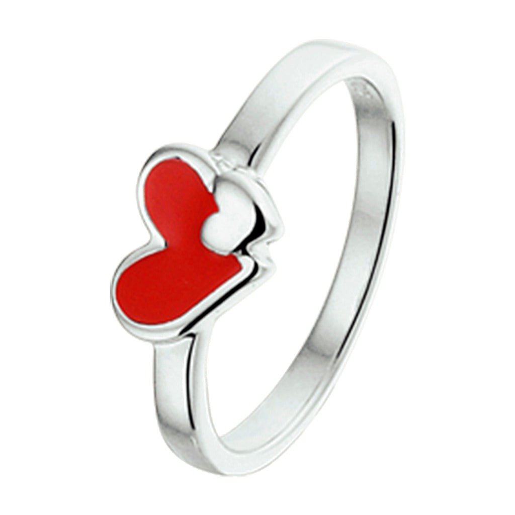 Ring Herzchen Emaille rhodiniertes Silber
