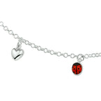 Halskette verschiedene Charms 38 cm Silber weiß