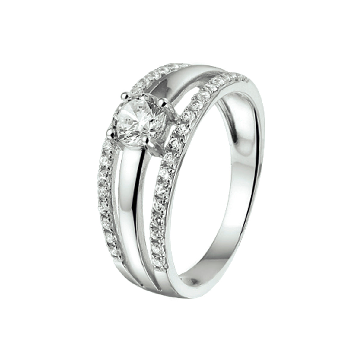 Ring Zirkonia Silber rhodiniert