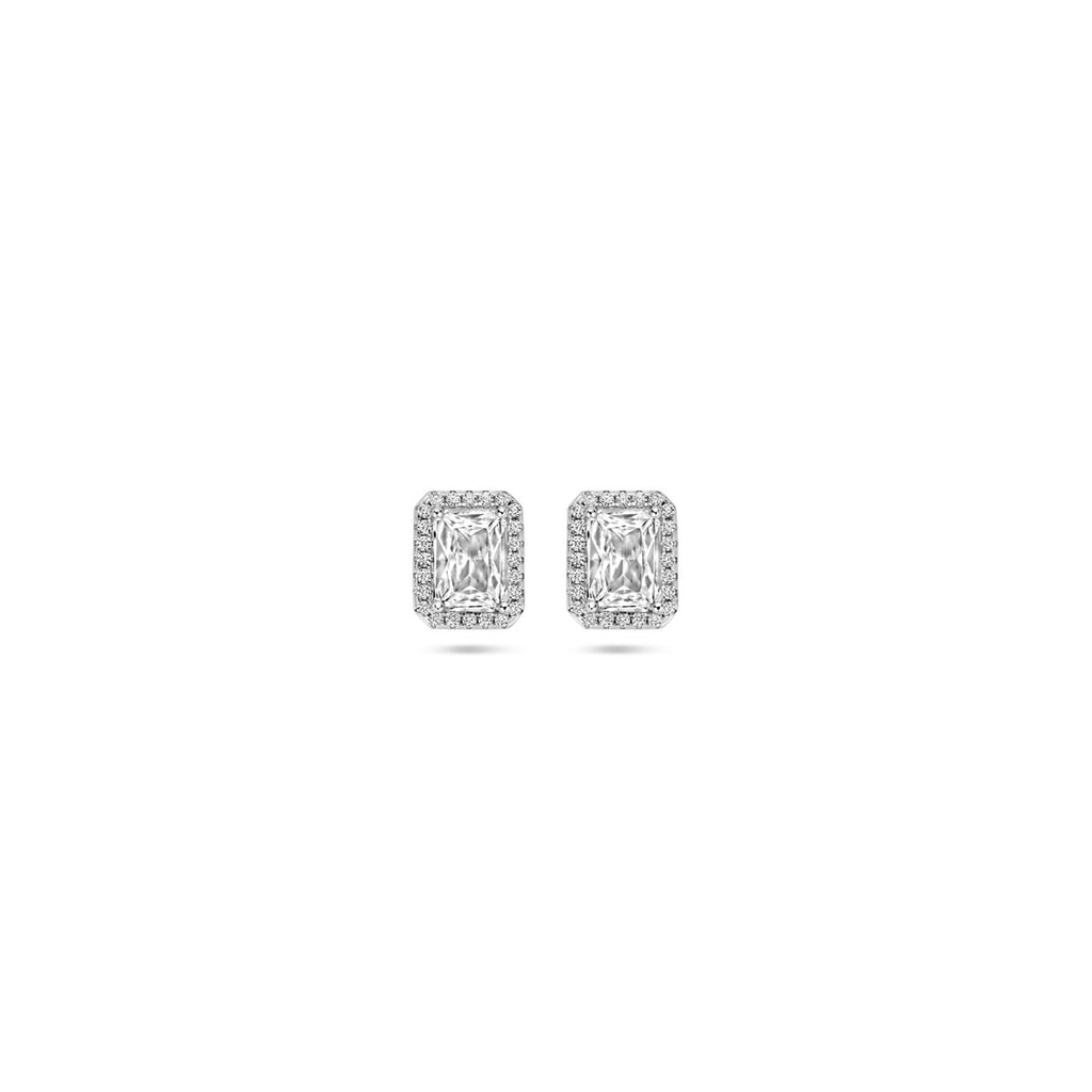 Ohrstecker Zirkonia Halo 9,5 mm Silber rhodiniert