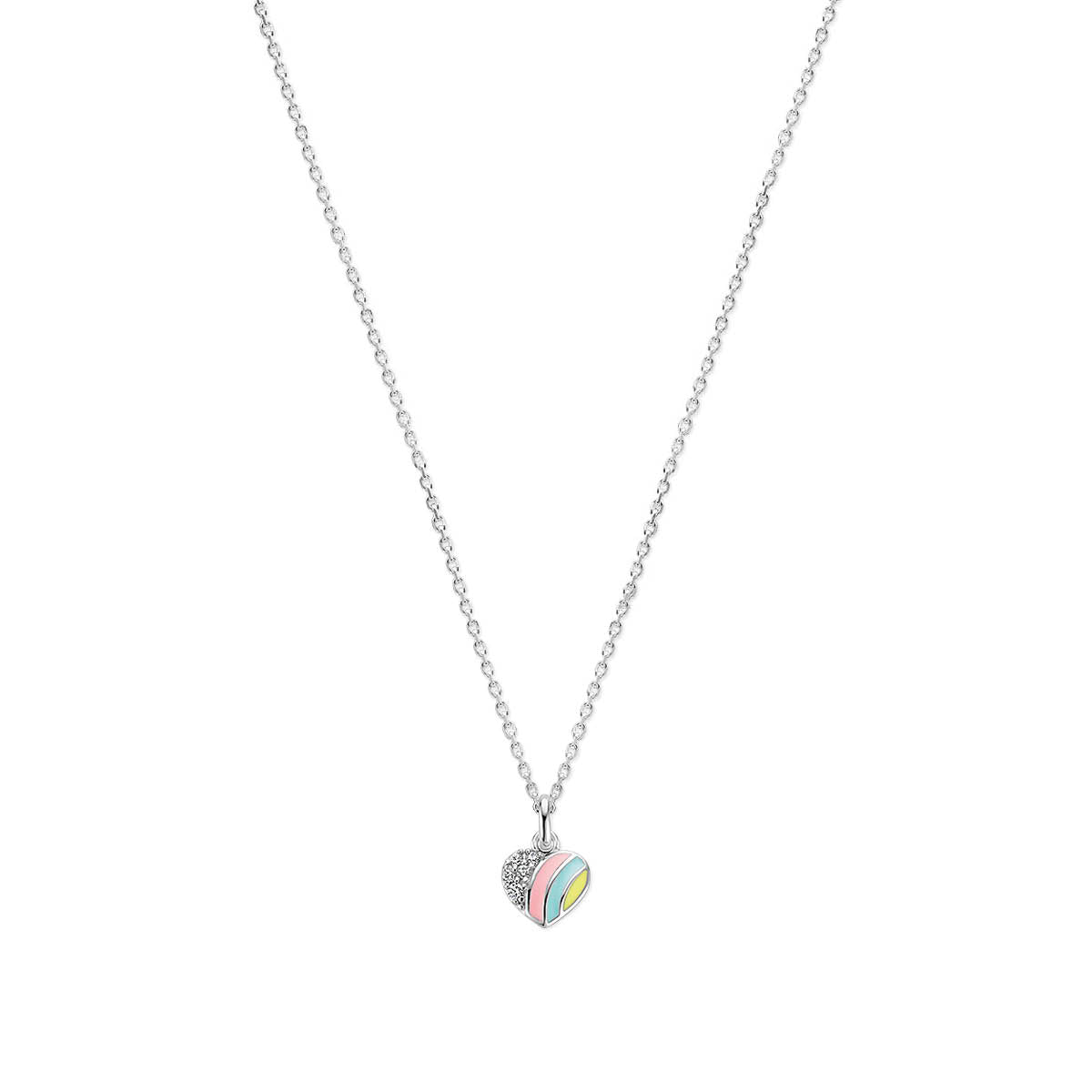 Halskette Herz und Zirkonia 36 + 4 cm Silber rhodiniert