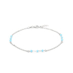 Fußkettchen blaue Kristallkugeln 24 + 2 cm Silber rhodiniert
