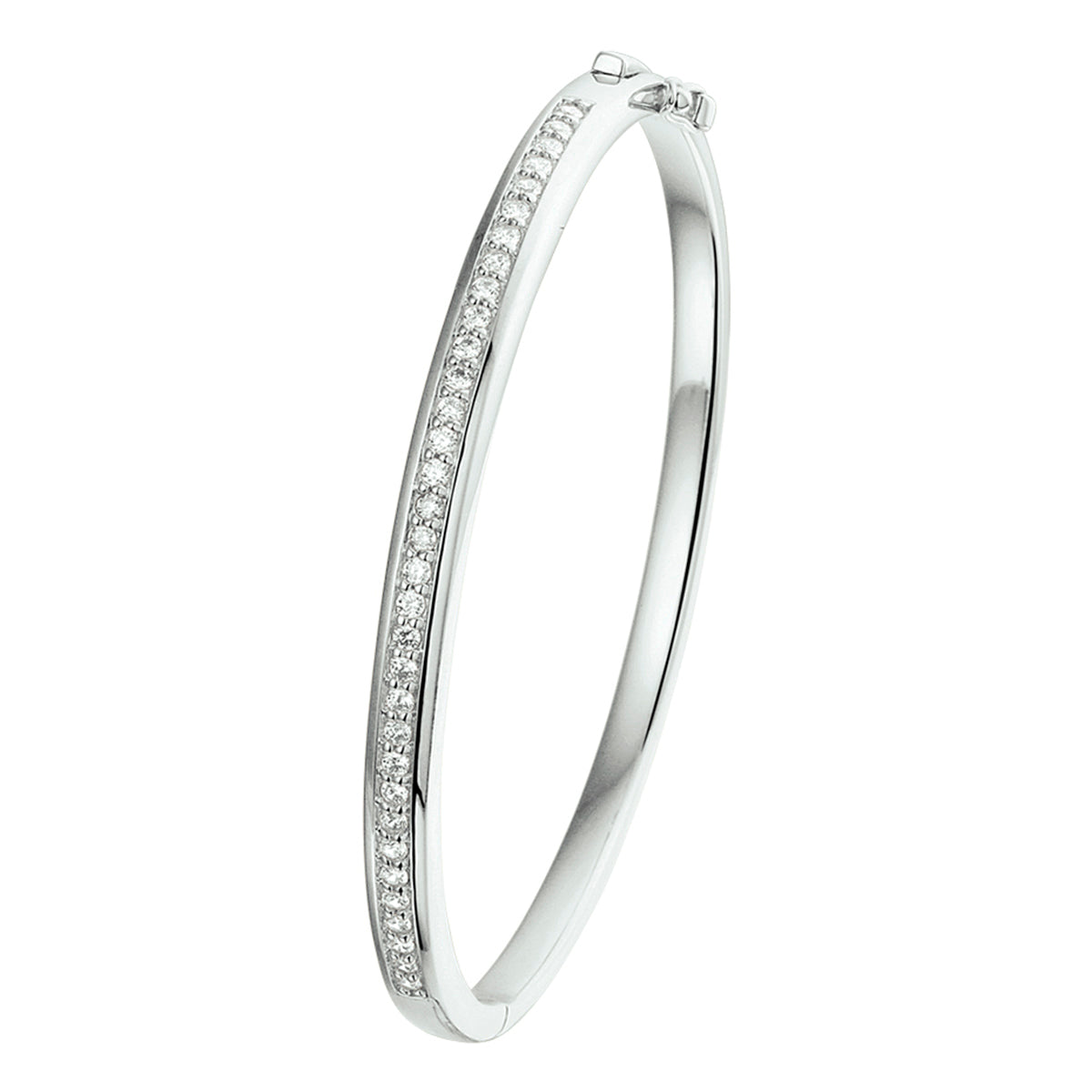 Armreif Scharnier Zirkonia 4,5 x 58 mm Silber rhodiniert